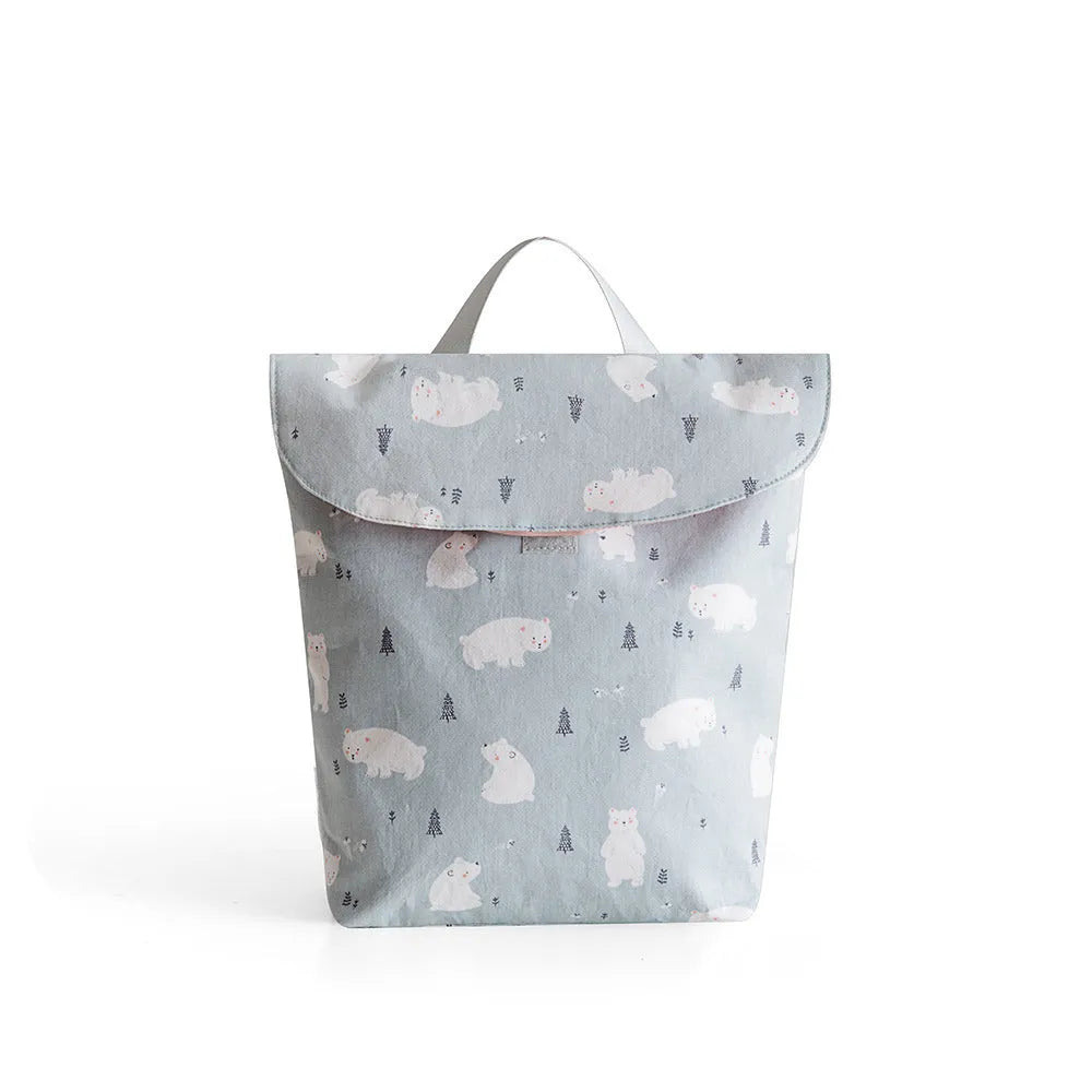 Baby diaper storage bag in polyester, L size 28.5x27.5 cm, colour grey little fox
