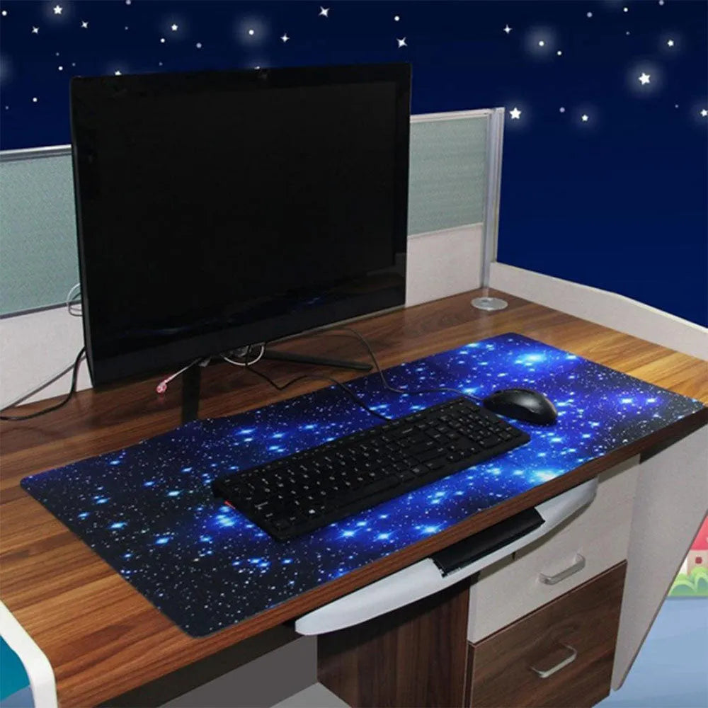Blue star mouse pad with high-density fabric surface and natural rubber anti-skid base, available in multiple sizes