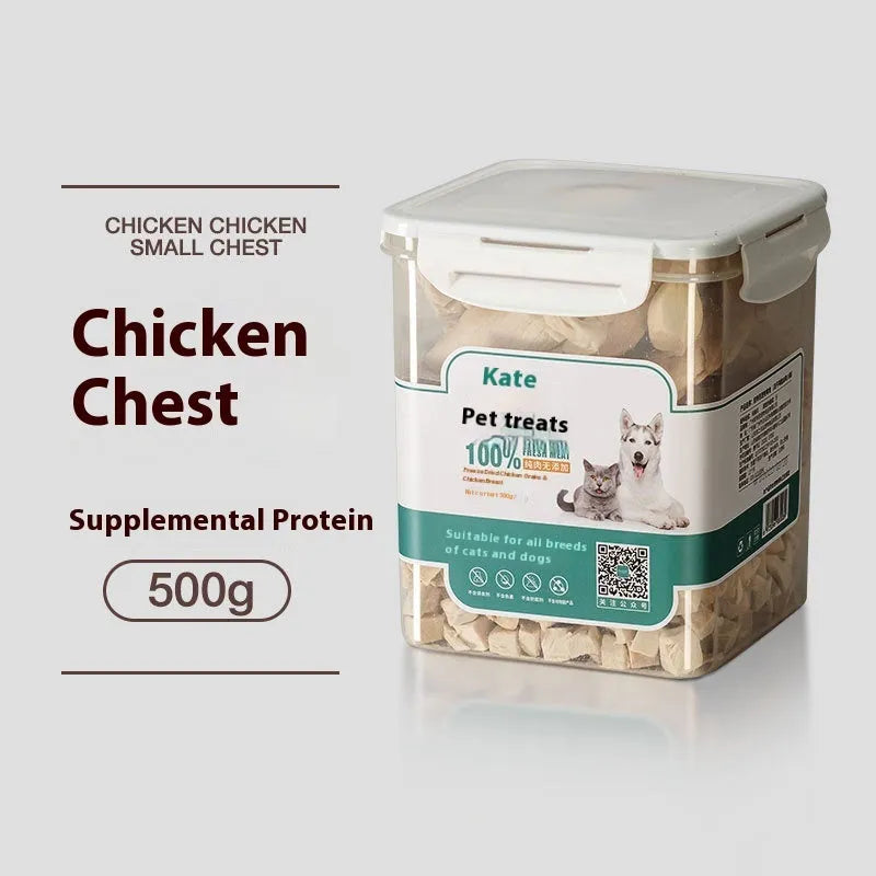 500g chicken freeze-dried cat treats in bag or barrel packaging options