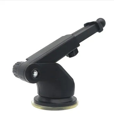 Universal telescopic long rod car phone bracket with adjustable clamp, made from black ABS plastic.