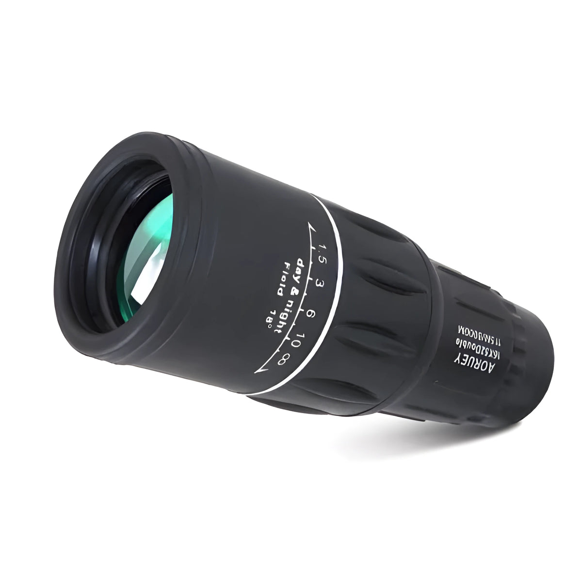 Black 16x52 high-power monocular telescope with wide-angle lens and eyepiece adjustment focus ring.