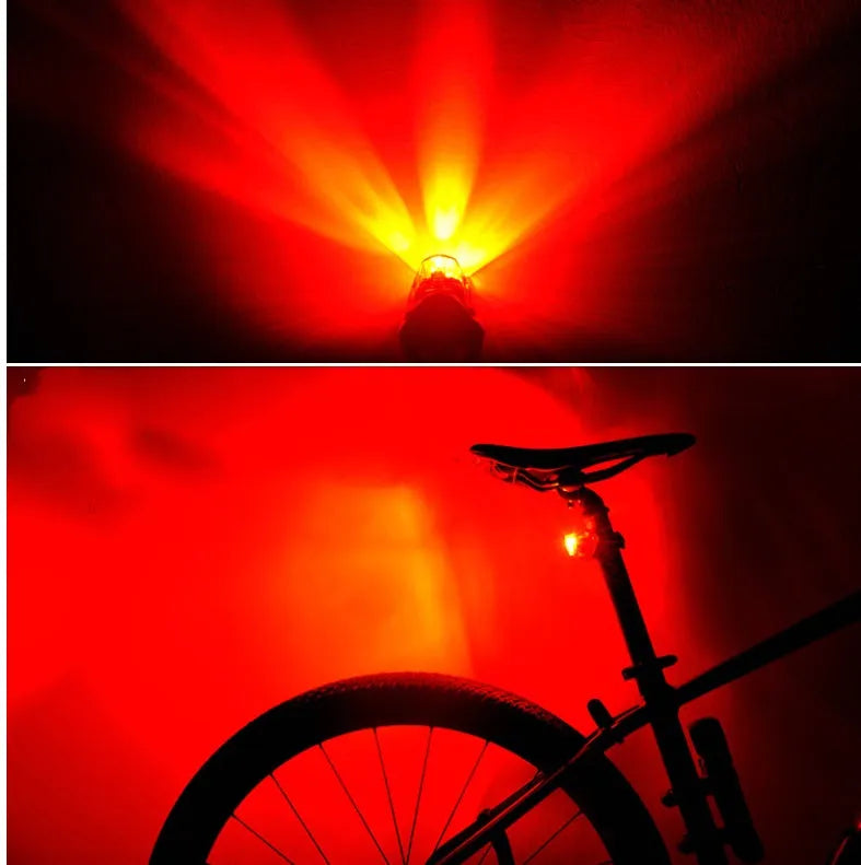 Bicycle tail light with 3 LED beads, 62x43x38 mm, IPX-4 waterproof, on bike seat post