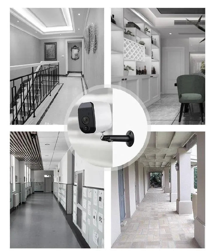 Solar powered wireless surveillance camera with 110 degree wide angle lens and solar panel for outdoor security monitoring