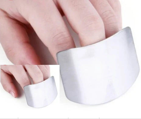 Premium stainless steel finger guard designed to protect hands while chopping, slicing, and dicing in the kitchen