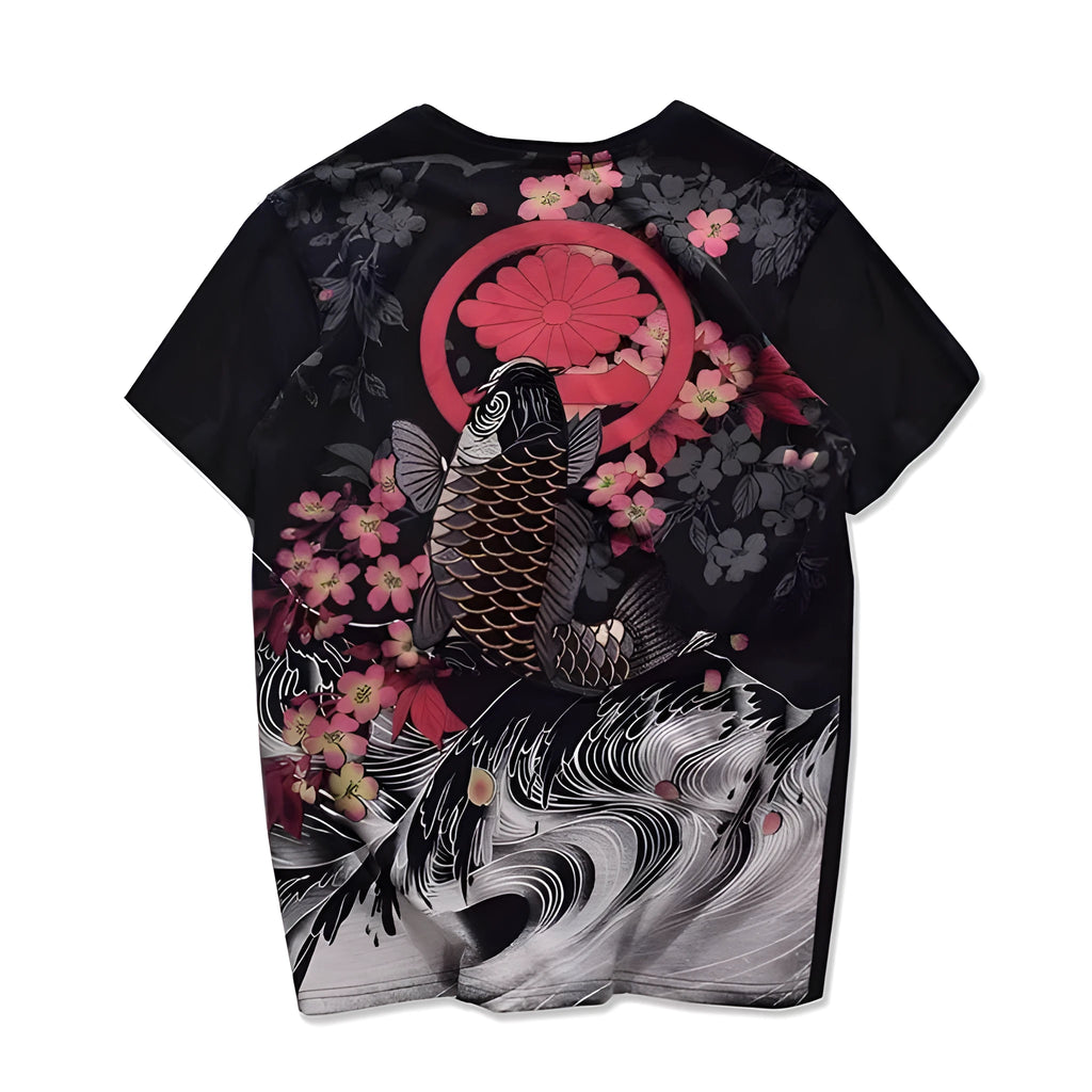 White casual cotton T-shirt with a squid graphic print on the front