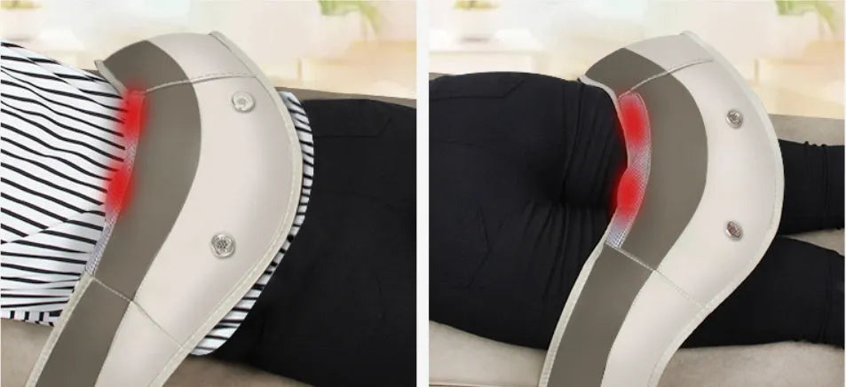 Electric neck shoulder massager with heating hot compress function in PU leather, 48W 220V