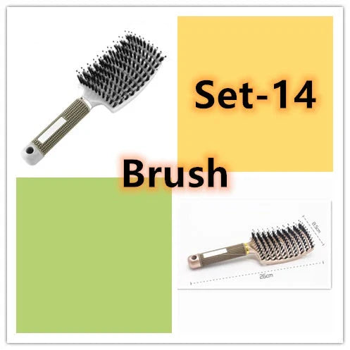 Detangling hairbrush with bristle and nylon teeth for effortless hair management and scalp massage