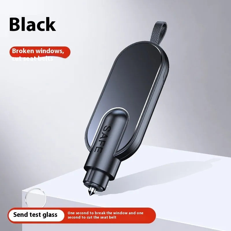 Two-in-one emergency safety hammer window breaker and seatbelt cutter in ABS aluminium alloy A3 Red