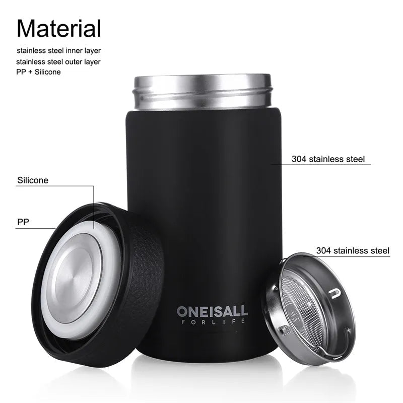 400ml insulated cup in 304 stainless steel with food grade PP and silica gel, 7.5cm x 15cm, black silver blue or gold