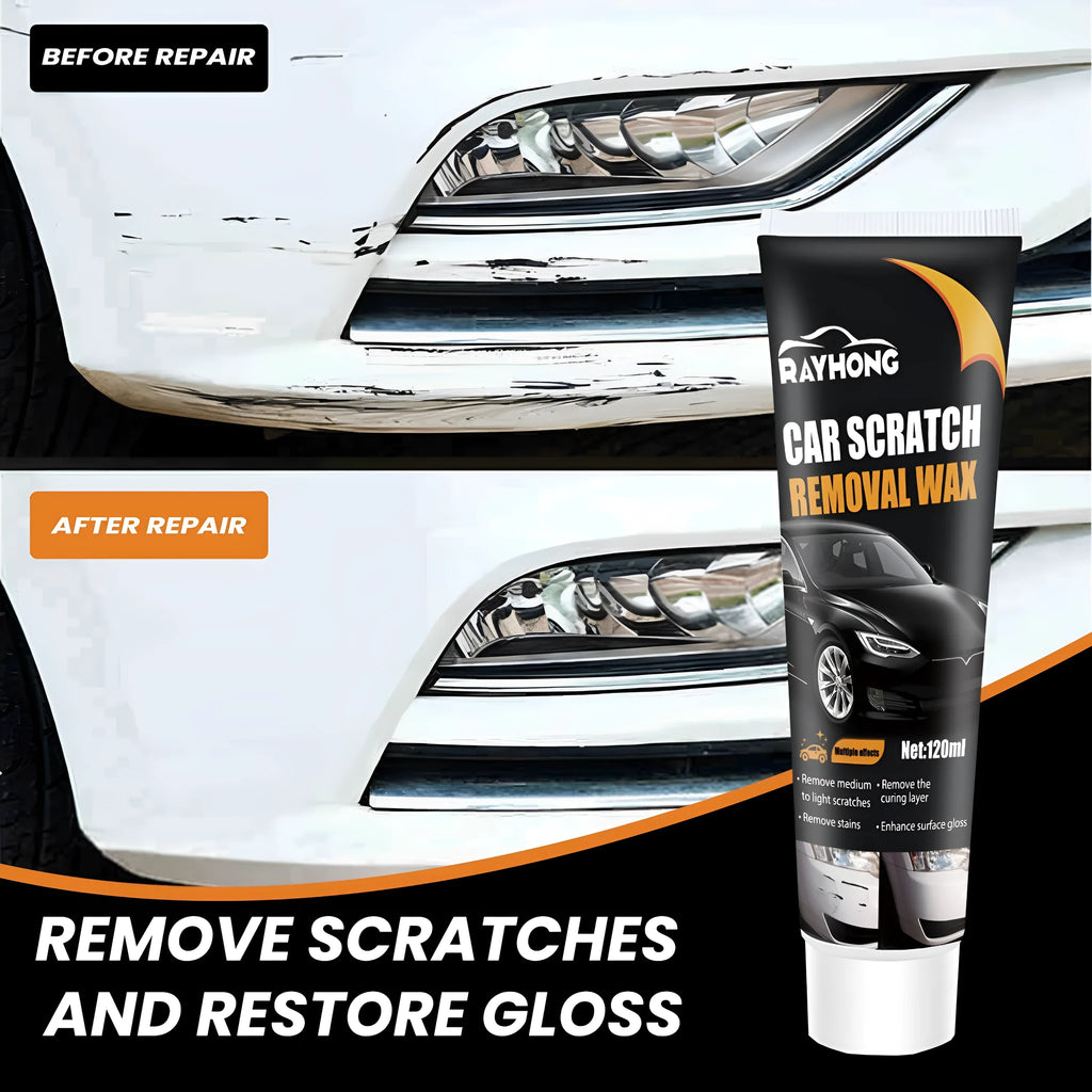 120ml car scratch wax kit with sponge and towel for paint polishing.