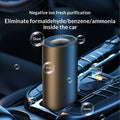 Small portable USB car air purifier with black aluminium alloy shell and ABS construction, 3W power rating