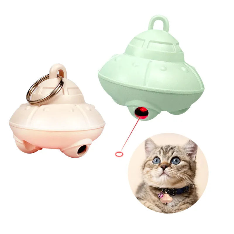 Green automatic cat collar laser toy with USB charging port on cat collar