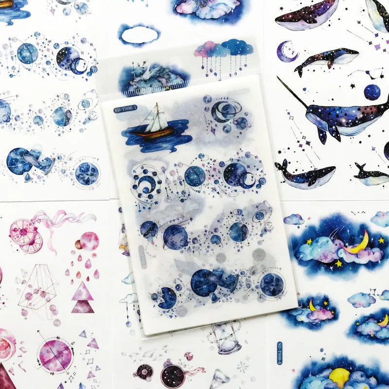 Abu Sticker Japanese paper fantasy stars design 10.5x14.1cm hand account set