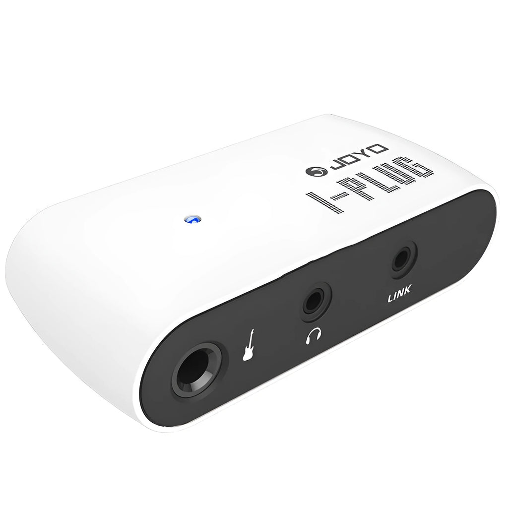White metal distortion headphone amplifier pedal for electric guitar with Link C input connection.