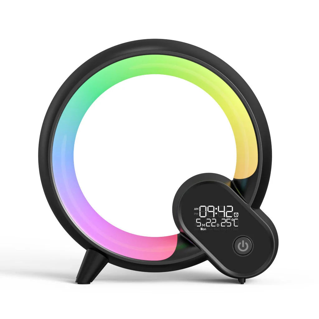 Intelligent sunrise alarm clock with color-changing atmosphere light, remote control, and smartphone app integration