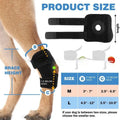 Black polyester dog leg guard wrap for knee injury recovery support