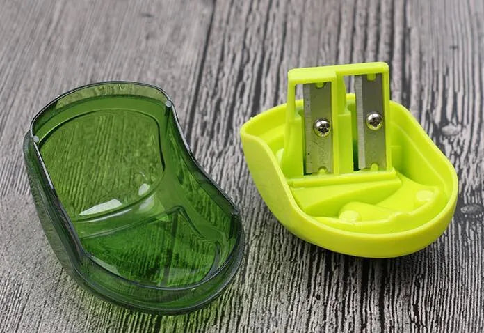 Single hole pencil sharpener with double hole design for normal and thick pencils in assorted colours