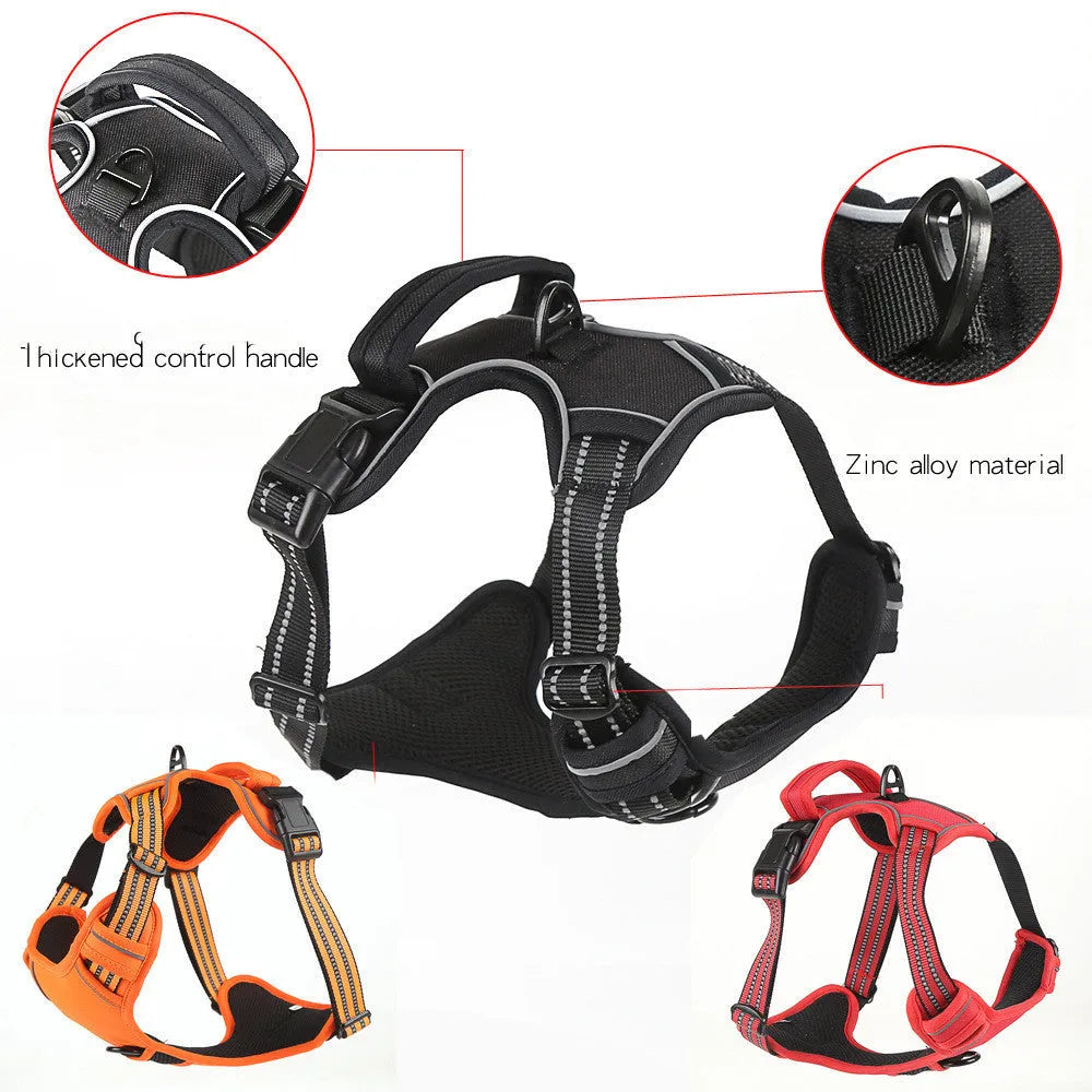 Breathable reflective no pull dog harness vest in black for medium to large dogs