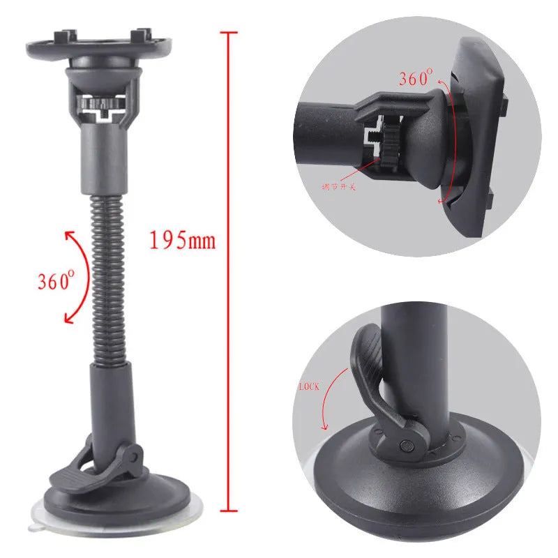 Black ABS plastic car phone holder GPS navigation stand with adjustable 45-115mm fixture on dashboard
