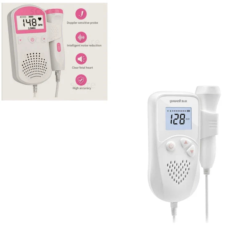 Fetal heart monitor with digital display, waterproof probe, and easy-to-use design for expectant mothers