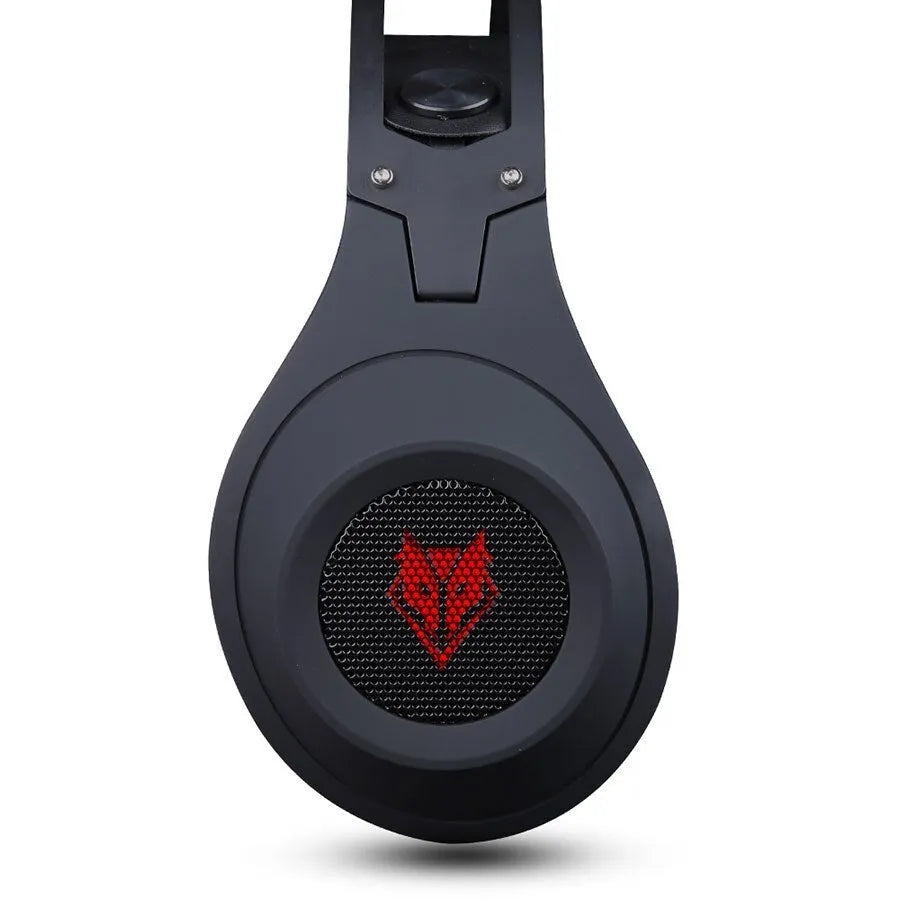 NUBWO N2 black and silver gaming headset with adjustable headband and rotating volume control on earcup