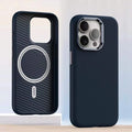 Plain leather magnetic phone case for iPhone 12 13 14 15 series, black colour, magnetic absorption feature