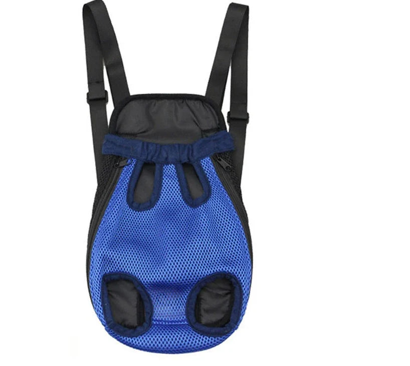 A portable dog carrier backpack featuring breathable mesh design, adjustable straps, and cushioned back panel for comfortable pet transport.