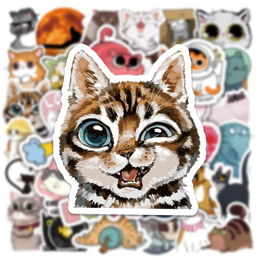Pack of 50 waterproof PVC decorative stickers, each 4-7cm, for laptops and scooters