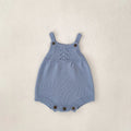 Girls' knitted cotton romper triangle jumpsuit in heather blue for 66-100cm height