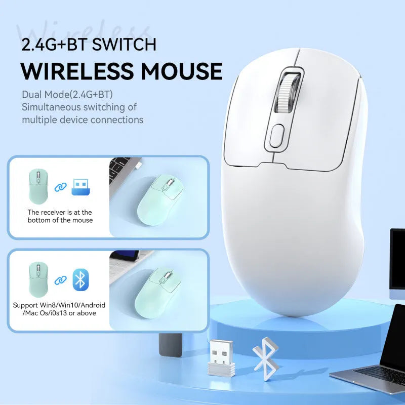 24g wireless gaming mouse, triple-mode wired 2.4G Bluetooth, 6400dpi, 112x60x38mm, black