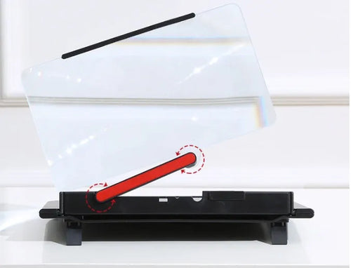 12-inch pull-out horizontal and vertical screen amplifier in black with Fresnel lens magnification