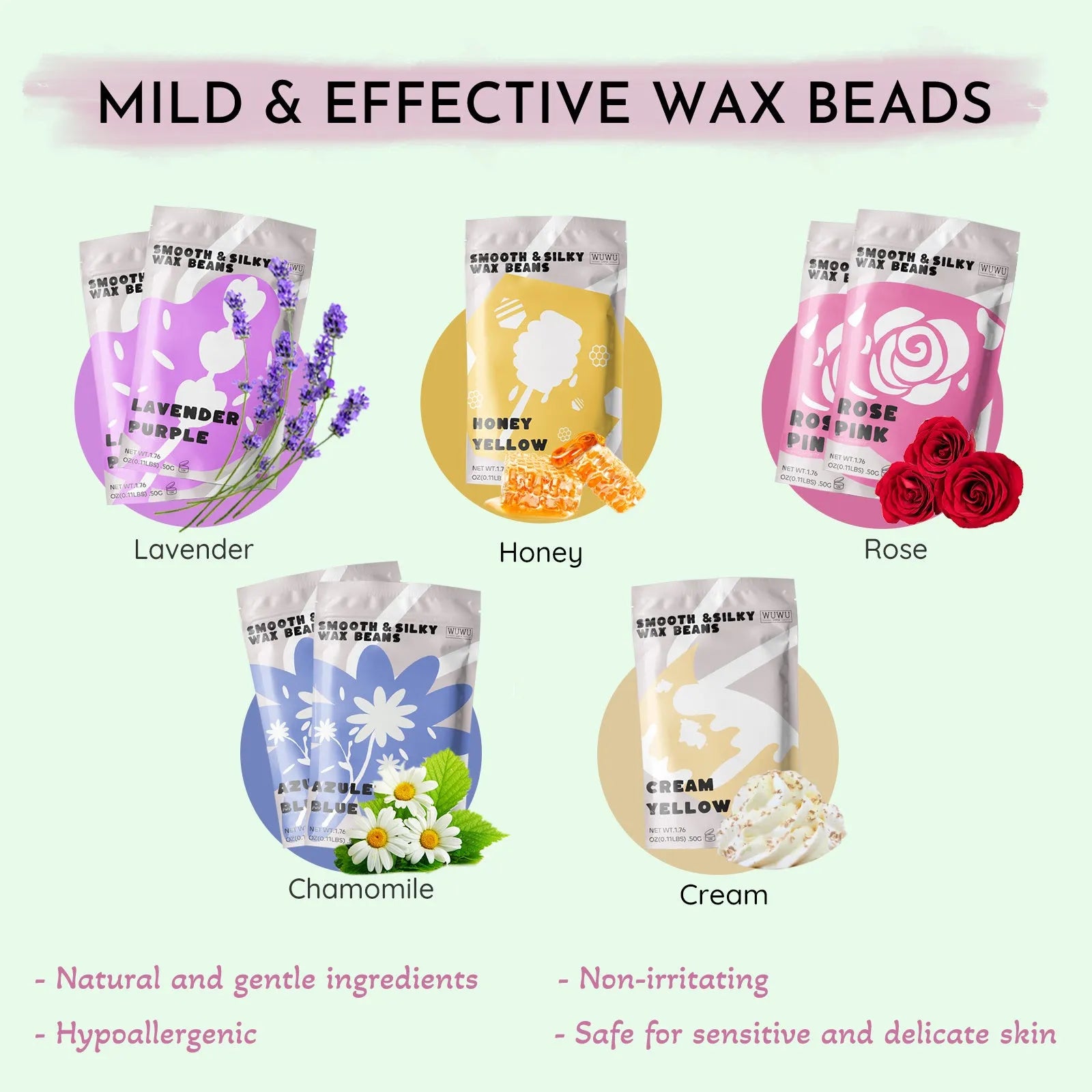 Waxing kit with wax warmer, wax beans, applicator sticks, and lotion for facial and body hair removal