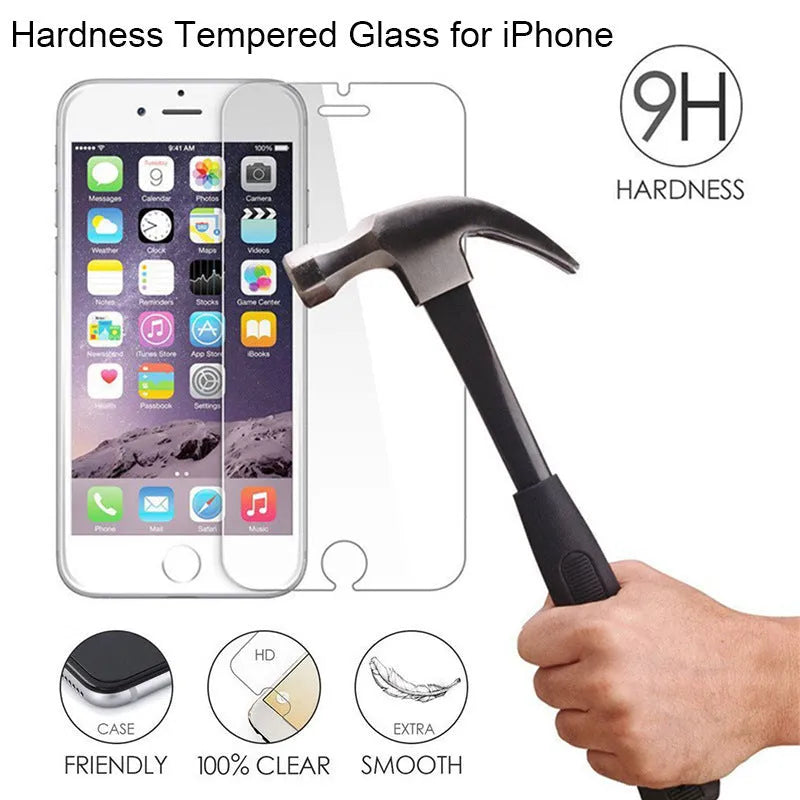 Tempered glass screen protector for iPhone with anti-fingerprint coating.