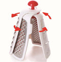 Collapsible stainless steel grater in red with foldable design, 24.5 x 11 x 8 cm
