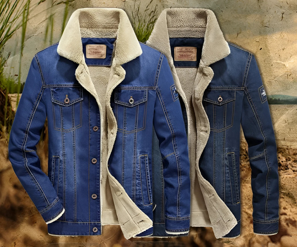Men's 100% cotton coat in black, blue, and navy blue, available in sizes M to 6XL