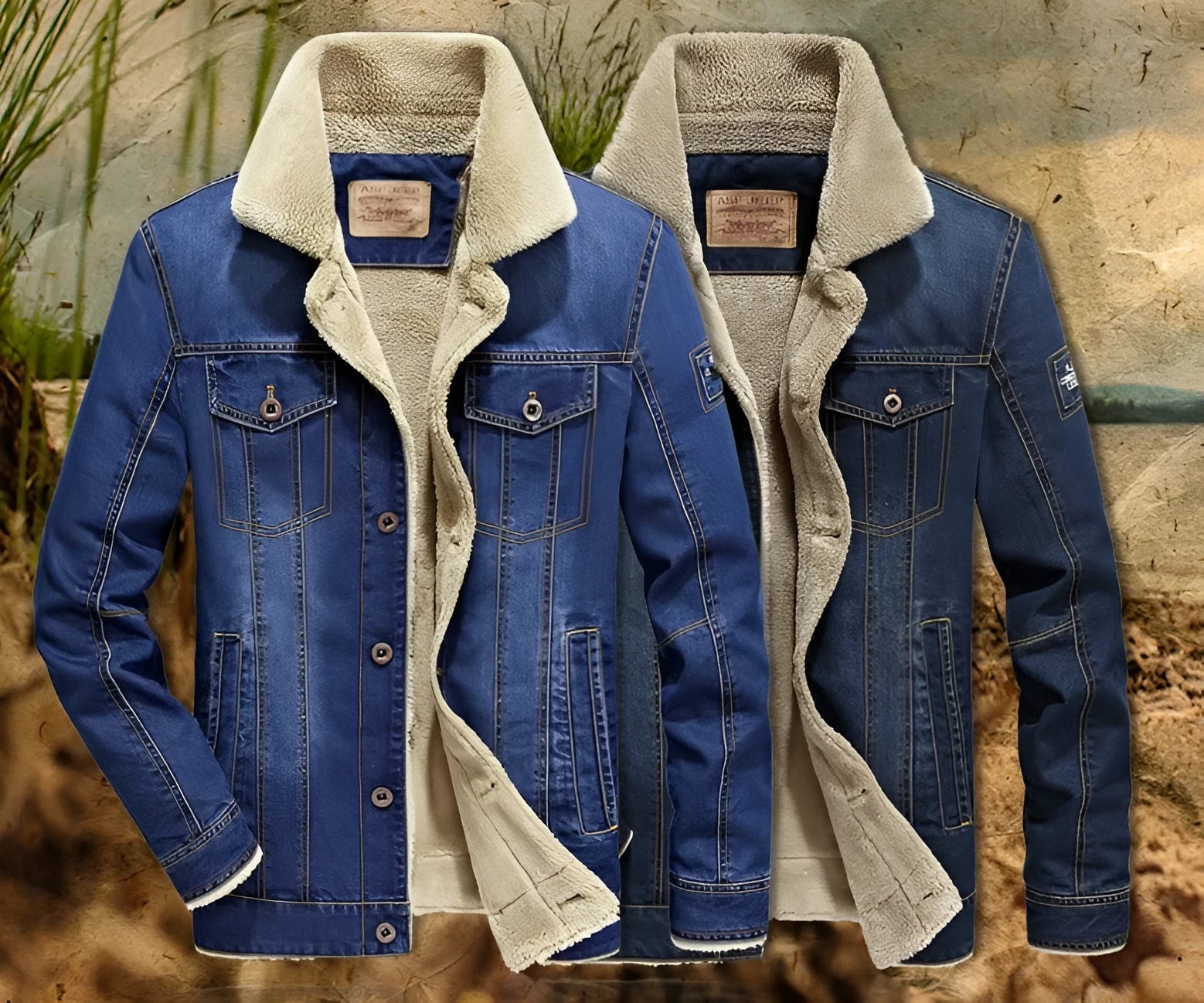 Men's 100% cotton coat in black, blue, and navy blue, available in sizes M to 6XL