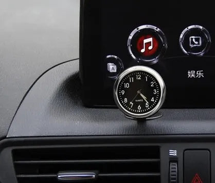 Luminous car clock and thermometer in black, blue, red or white plastic, Mini clock or Thermometer model