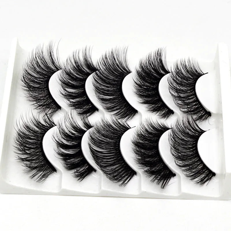 Handmade chemical fibre false eyelashes in thick style with plastic cotton stalk mixed 3D specifications
