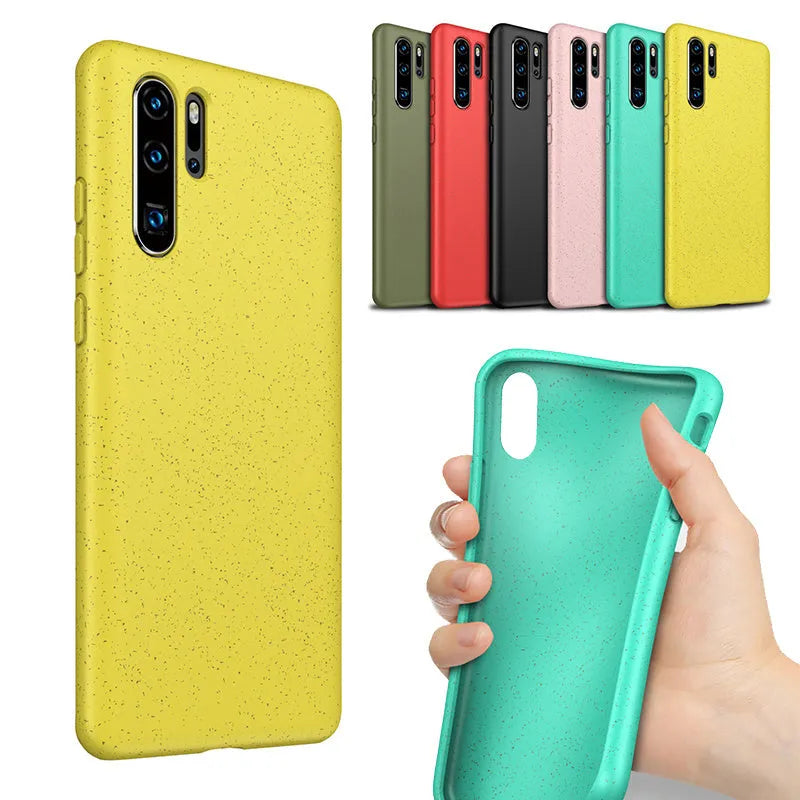 Huawei P30 mobile phone case in various colours including Army Green, Black, Blue, Pink, Red and Yellow.