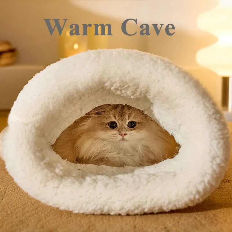 PP cotton fleece pet sleeping bag nest in light brown with bear pattern and 3D entrance