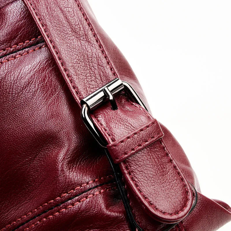 PU fabric texture shoulder bag for women in black, light grey, purple, and red colour options