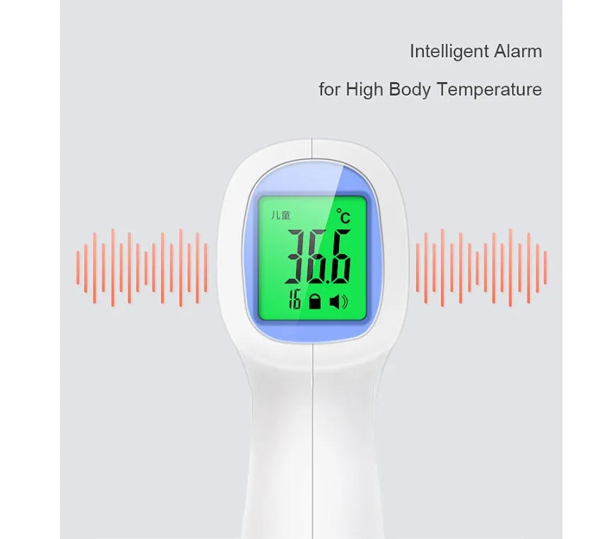 White RAK-FI03 infrared forehead thermometer, non-contact, 1-5cm distance, 32-43.9°C range