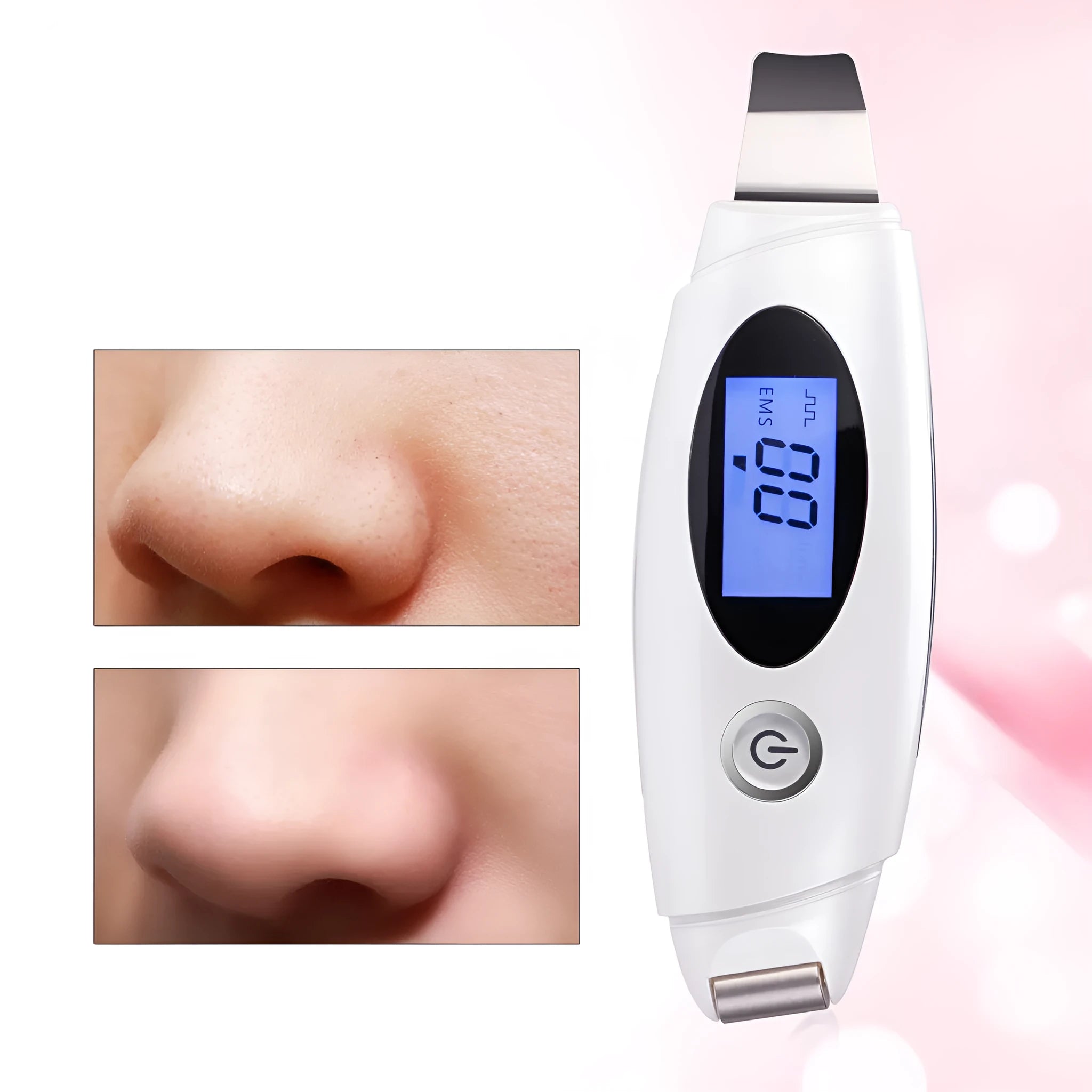 Ultrasonic beauty instrument star silver with adjustable vibration frequency and charging cable