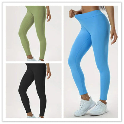 Women's high-waist yoga pants made of premium polyester fabric with a slimming, flattering design