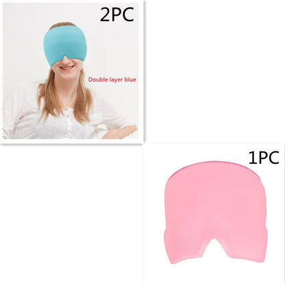 Soothing ice gel eye mask for headache relief, featuring a cooling gel pack and premium elastic cloth for a comfortable fit