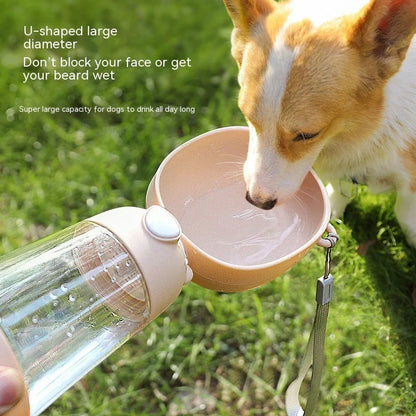 Portable pet water bottle and food bowl in various colors for outdoor adventures with your furry friend