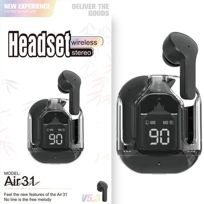 Wireless Bluetooth headset with digital display, noise cancellation, and various color options