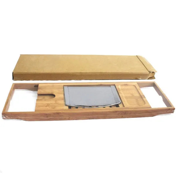 Bamboo bathtub storage frame for bathroom countertop organisation