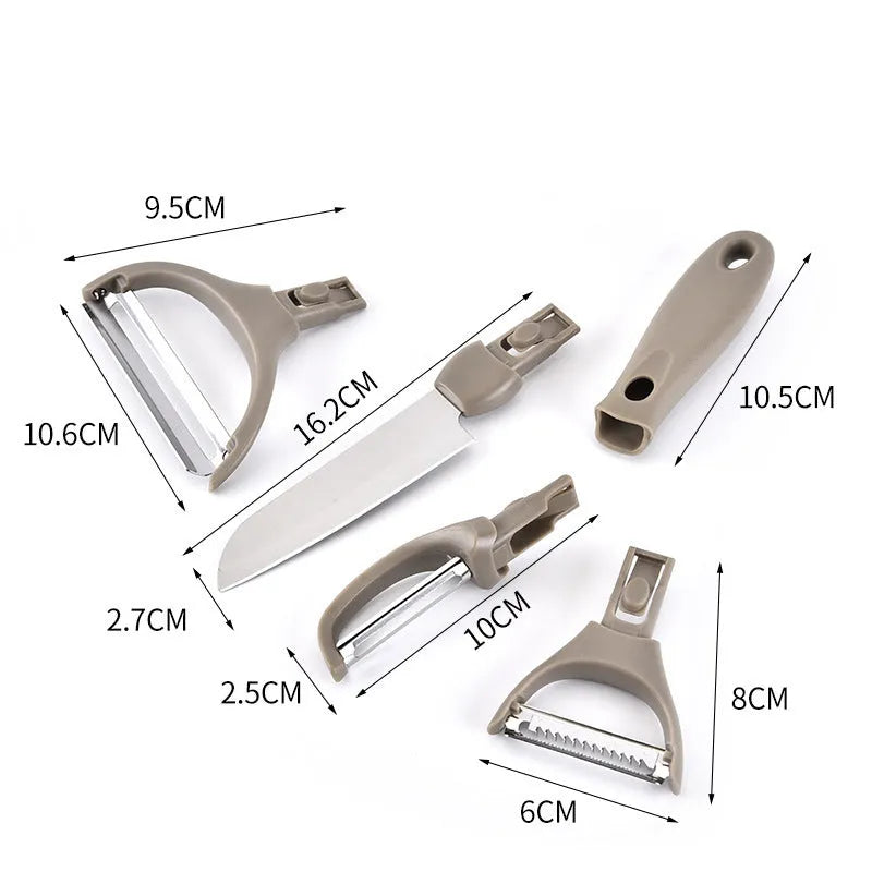 Green stainless steel cutter three-piece set with multi-function planer and disassemblable components