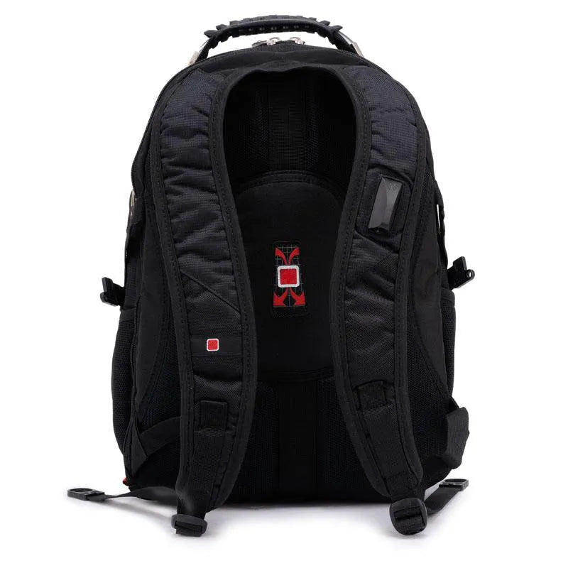 Black business computer backpack with 38 litre capacity and laptop compartment